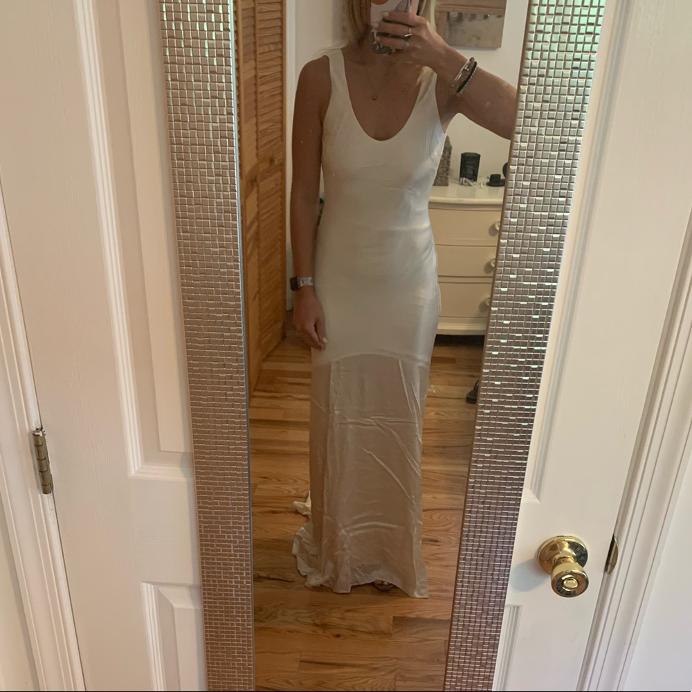 Beautiful Champagne Satin Gown